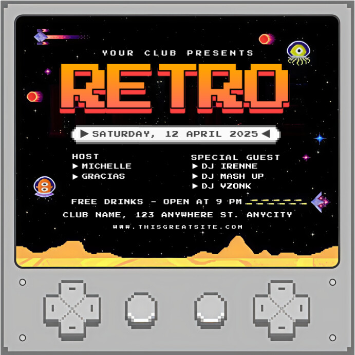 free aesthetic instagram story template retro arcade game style instagram story template free