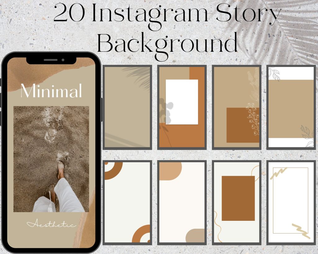free editable aesthetic story template collage of aesthetic Instagram story templates showing minimalist, vintage, and boho styles on phone screen