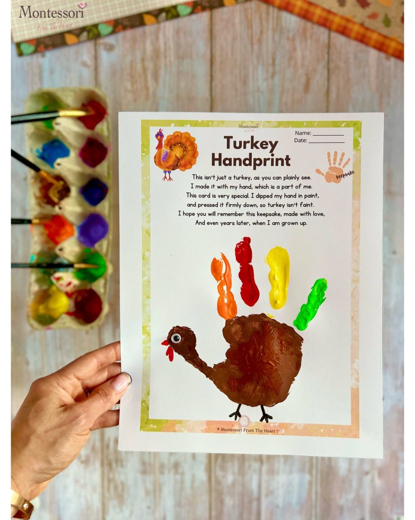 handprint turkey craft kids aesthetic Thanksgiving story template