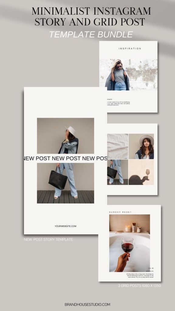 minimalist grid aesthetic reel story template with thin lines