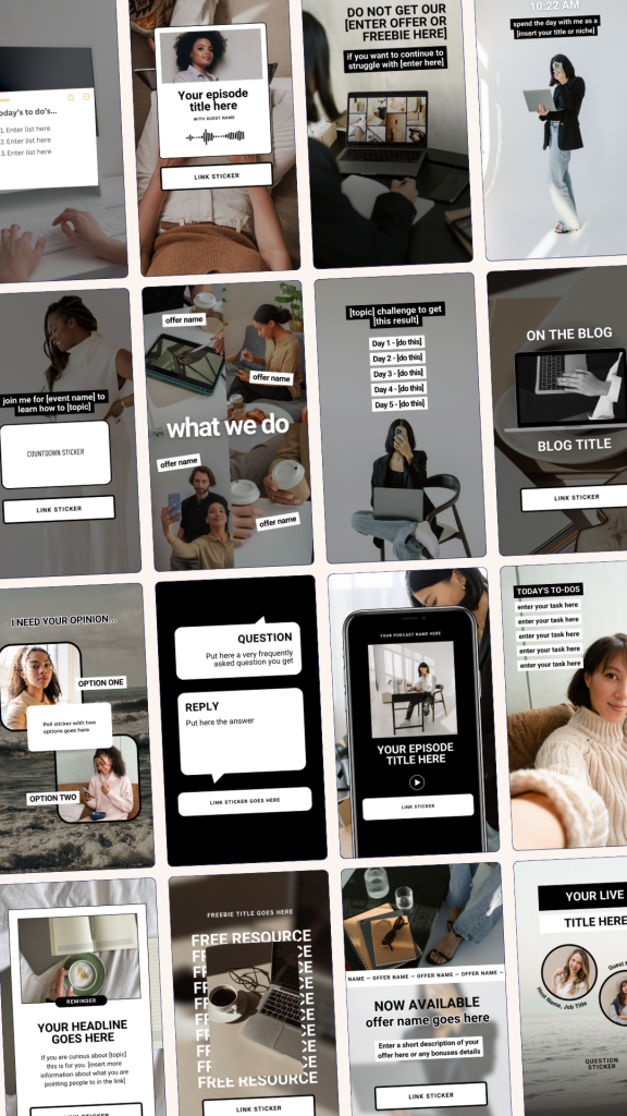 Monochromatic photo focus aesthetic story template download with tones of one color matching photos