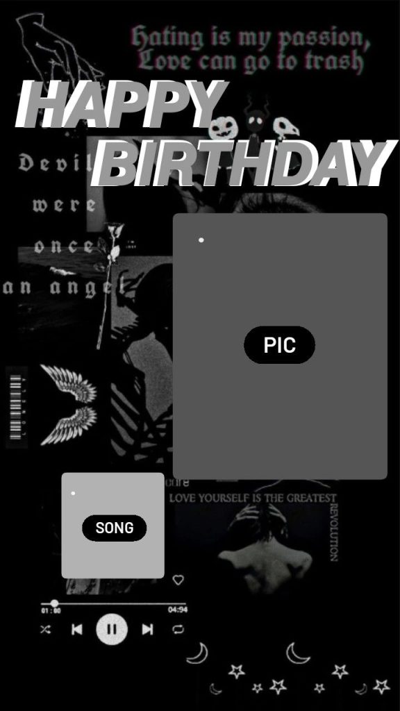 monochrome grid minimalist birthday story template