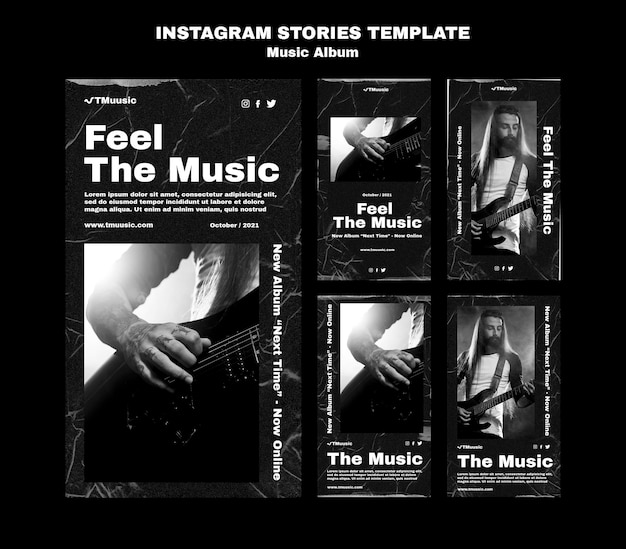 music aesthetic Instagram story template for boys with album cover and vinyl record