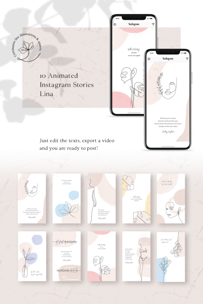 neutral aesthetic instagram story template beige minimalist Instagram story template with centered photo and serif text