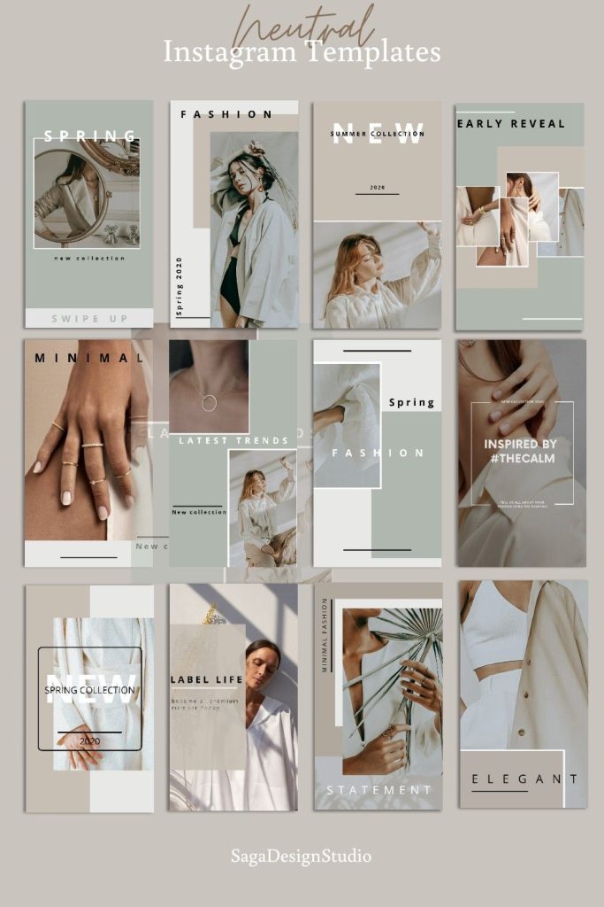 neutral aesthetic instagram story templates ivory gradient Instagram story template with gold frame