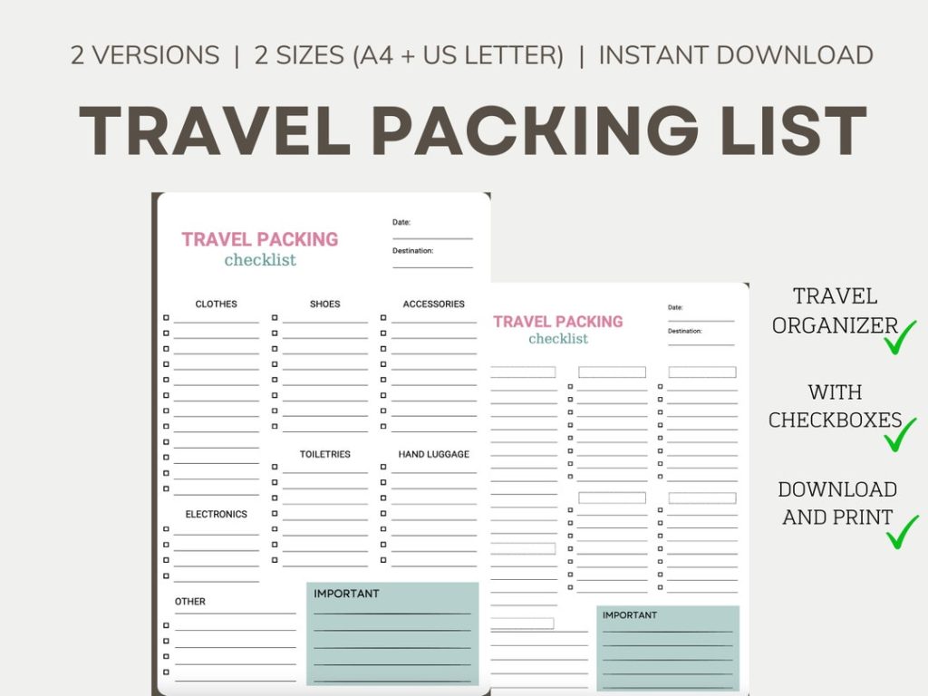 Packing list checkboxes aesthetic travel blogger story template