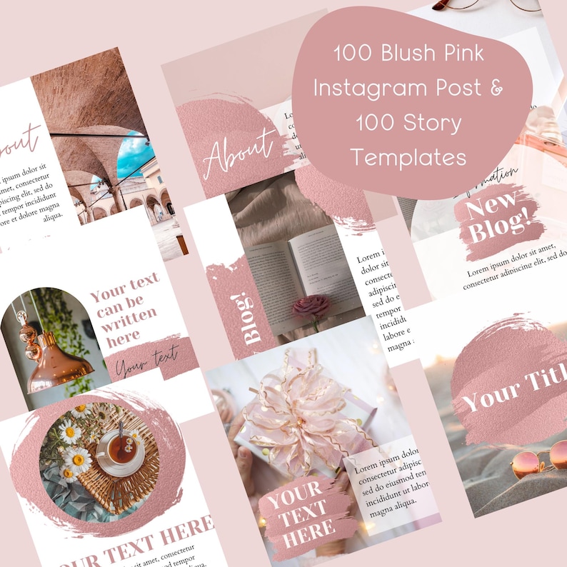 pink aesthetic instagram story template Blush Bloom mockup