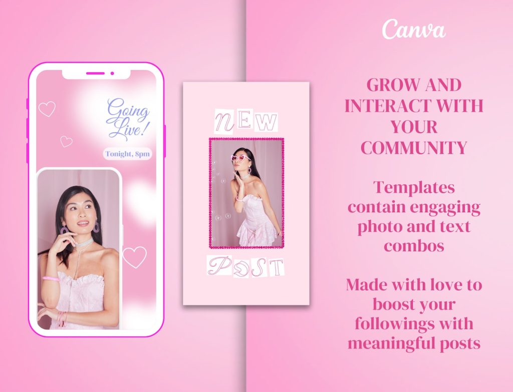 pink aesthetic instagram story template Cotton Candy Dreams pastel
