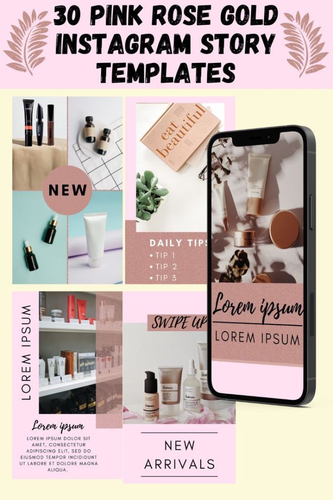 pink aesthetic instagram story template Rose Quartz grid design