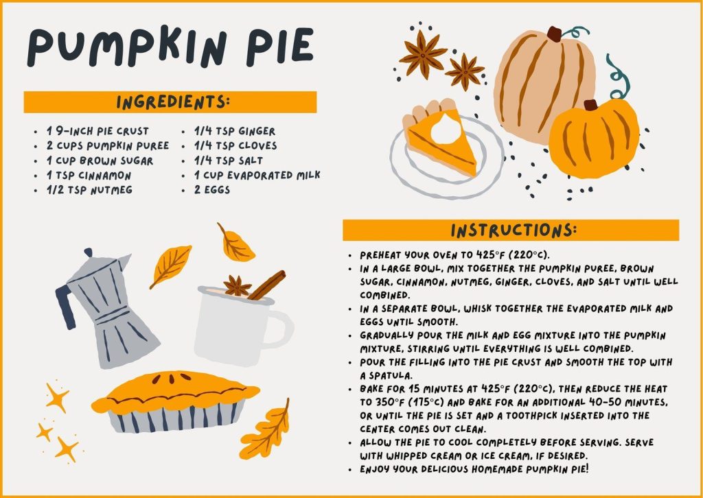 pumpkin pie recipe card aesthetic Thanksgiving story template