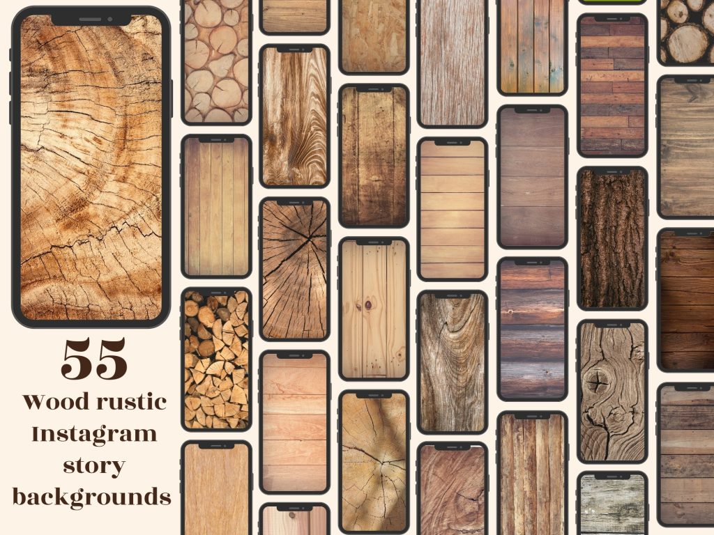 vintage aesthetic story template rustic wood border Instagram story template with natural texture