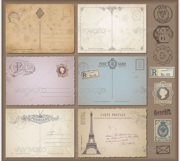 vintage aesthetic story template vintage postcard Instagram story template with stamp and address lines