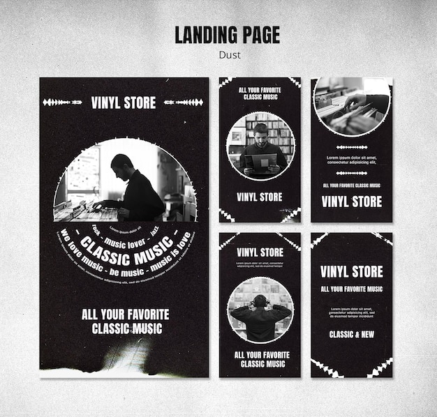vintage aesthetic story template vinyl record Instagram story template with retro music theme