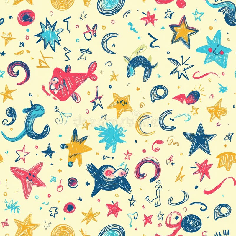 Whimsical doodle aesthetic story template download with hand-drawn clouds stars and swirls