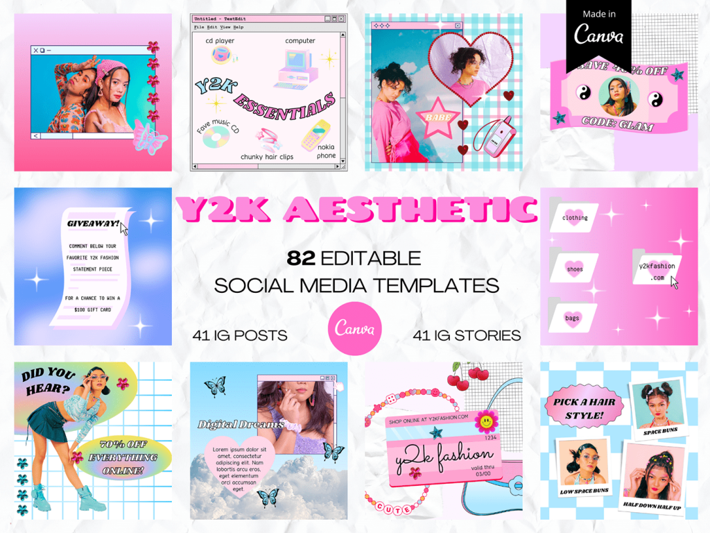 y2k aesthetic instagram story templates CD-ROM collage y2k aesthetic Instagram story template